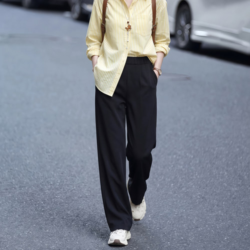 黑色休闲裤女春秋2026新款直筒裤