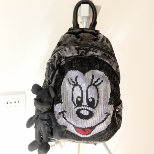 卡通 烫钻米老鼠 休闲大包 女包 牛仔布双肩背包