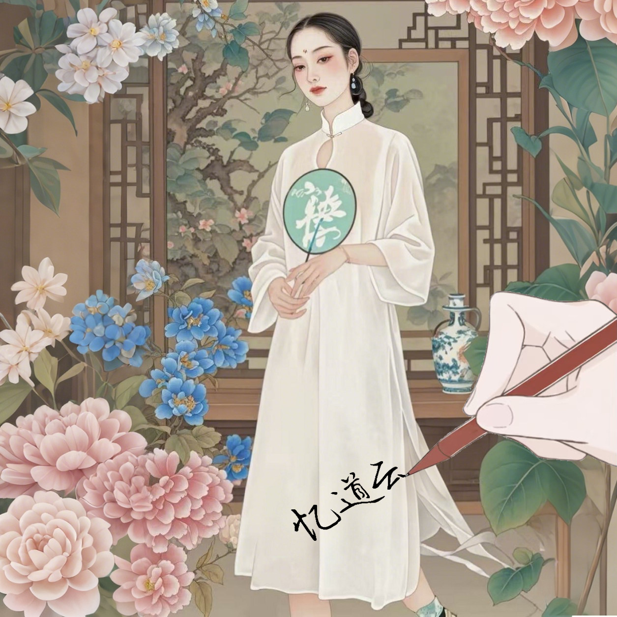 忆念原创新款旗袍复古女装淑女显瘦香云纱连衣裙国潮传统新中式