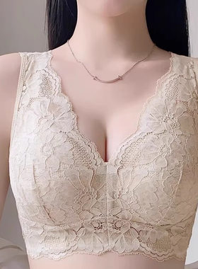 美容院新品大胸显小美背内衣女无钢圈收副乳运动舒适背心式文胸罩