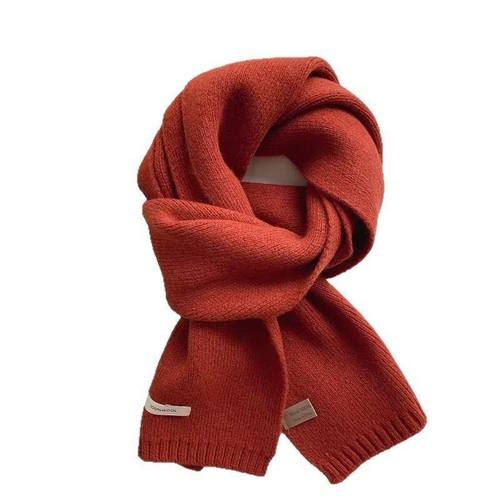 Marakaro红色羊毛围巾2025秋冬季氛围感针织100%羊绒围脖跨境专供
