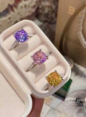 方糖冰花镀钻碎简约指环现货切金