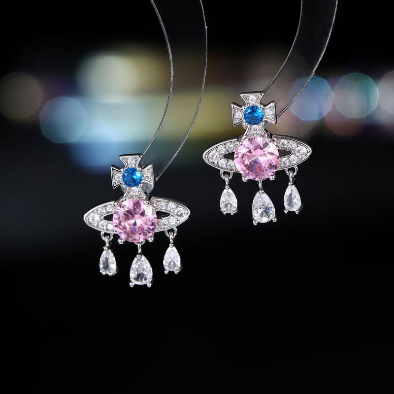 锆石耳钉s925设计感小众新款镶耳环银针女星球小巧土星2025微时尚