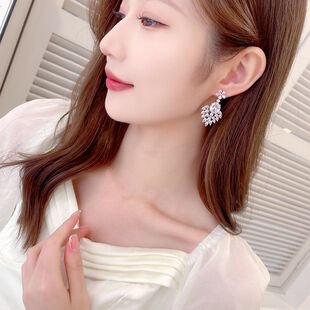 镶大气轻奢s925微礼服晚宴耳饰耳环锆石欧美气质名媛女银针高级感