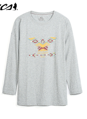 MCS合身版女长袖T恤圆领印花舒适通勤百搭美式时尚上衣CW20KT107W