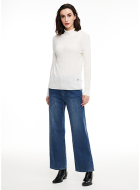 MCS合身版女毛衣简约时尚百搭高领显瘦针织套头衫冬款CW21KS113W