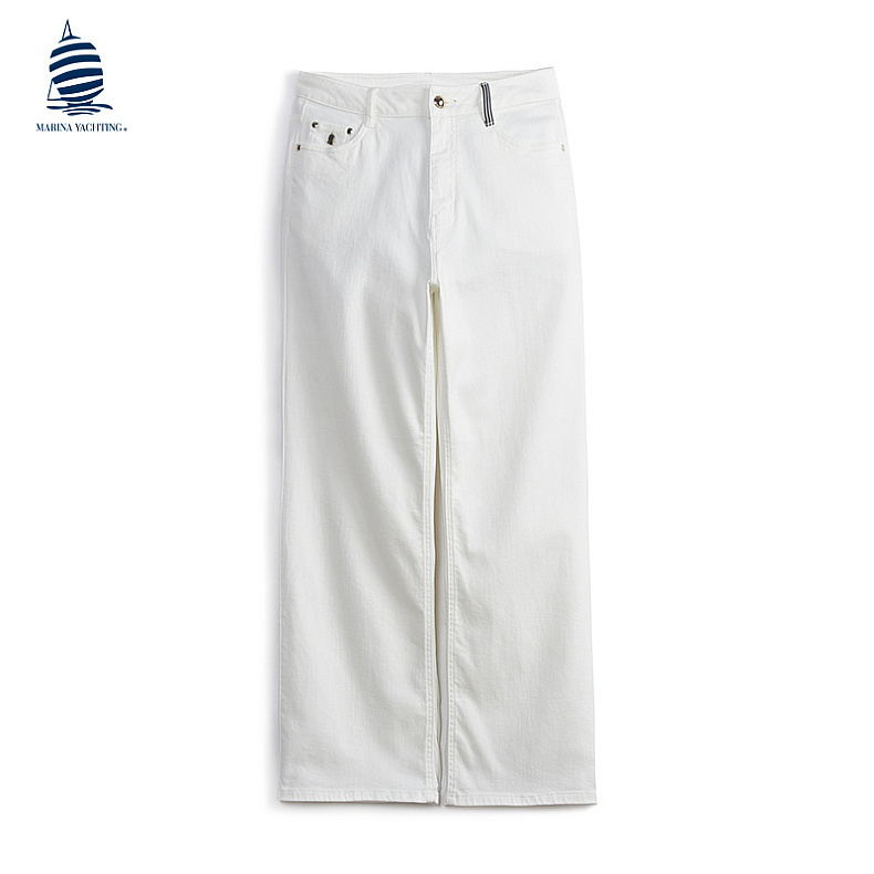 新款MY棉牛仔白色长裤