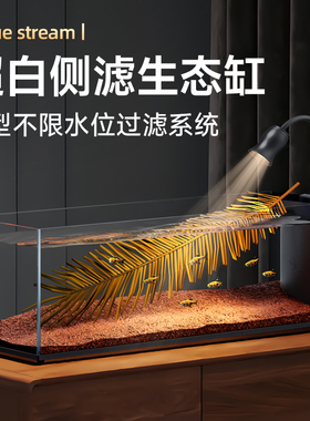 闽江桌面缸溪流缸新款超白玻璃免换水侧滤自循环生态造景小鱼缸