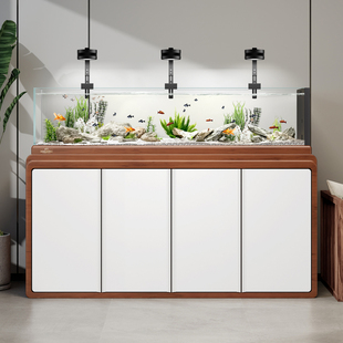 闽江极窄溢流溪流缸原生态造景南美缸新中式 客厅落地超白底滤鱼缸