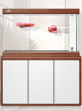 闽江鱼缸水族箱中大型客厅落地免换水超白生态底滤金鱼缸隔断屏风