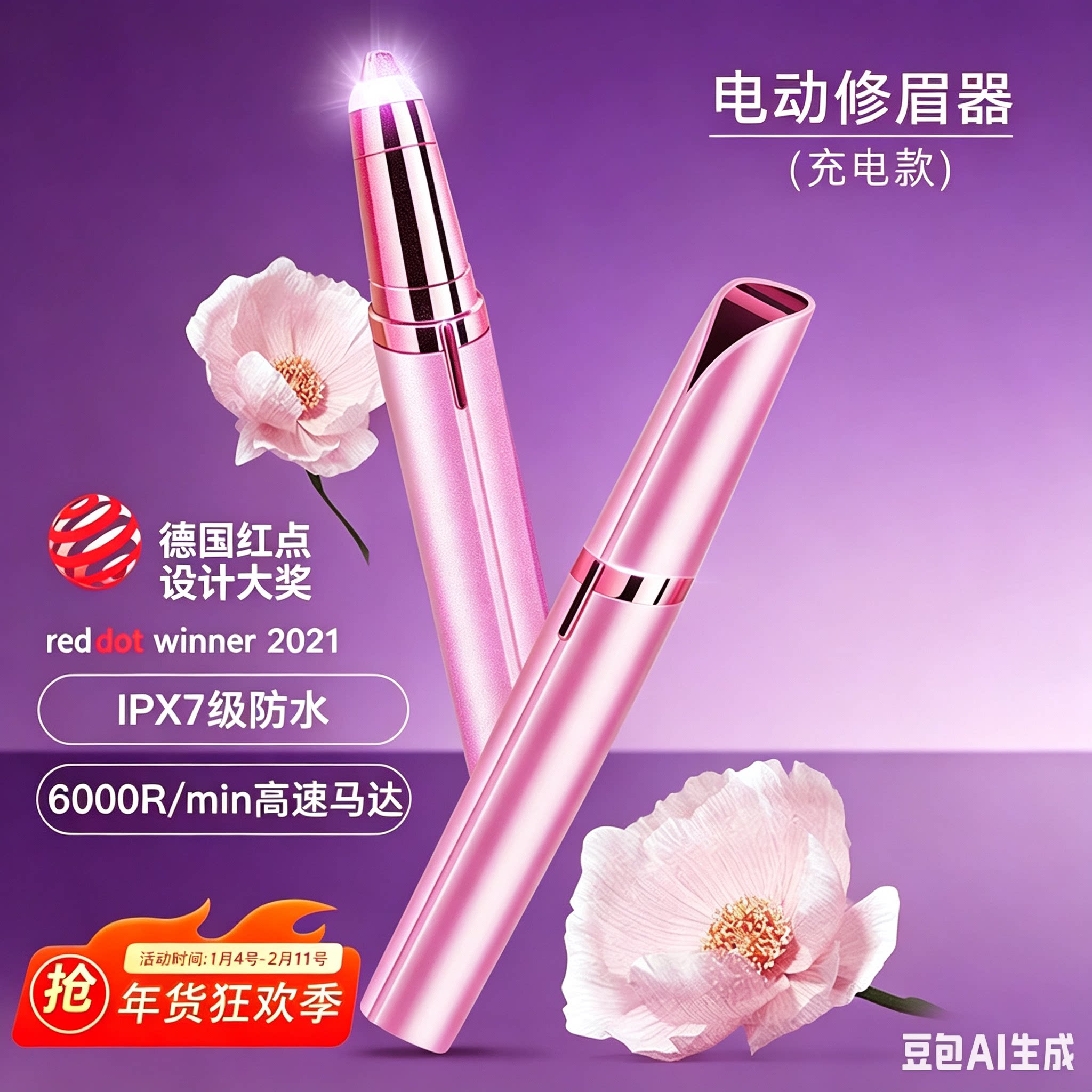 DRUU电动鼻毛修剪器女士专用修眉刀鼻孔修剪器充电鼻子毛清理