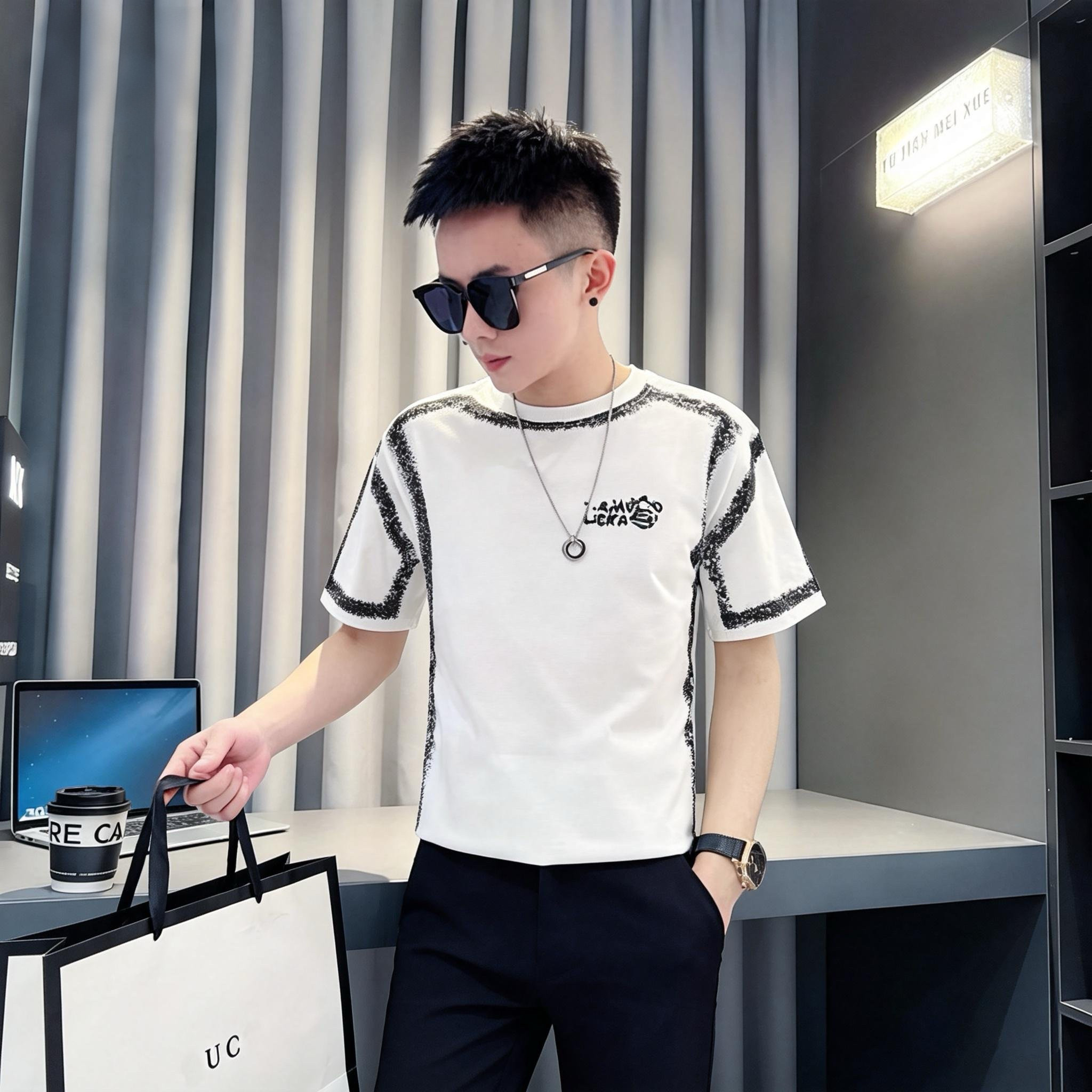 夏季小码短袖t恤男S号XS155潮流矮小个子160瘦人学生帅气个性体恤