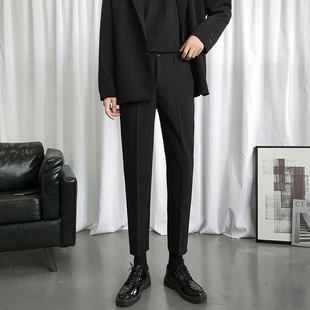 160小码男裤矮个子坠感西裤26码XS155修身直筒休闲裤子纯色九分裤