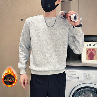 小个子纯色卫衣男冬季加绒加厚套头S号XS155小码上衣修身净版圆领