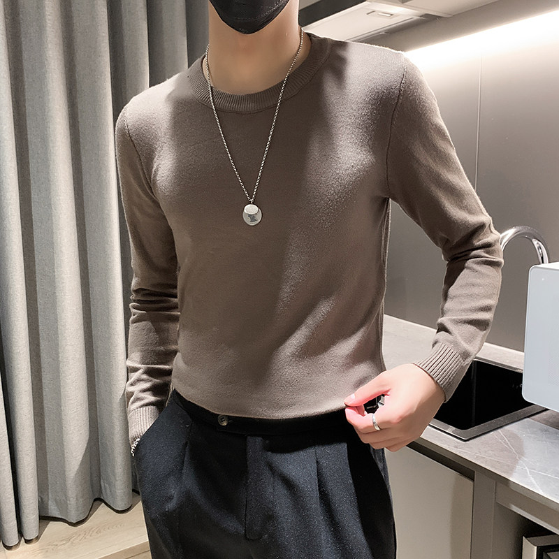 小码男装秋冬纯色圆领毛衣