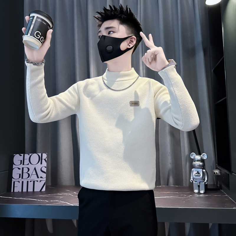 小码男装半高领毛衣男修身休闲