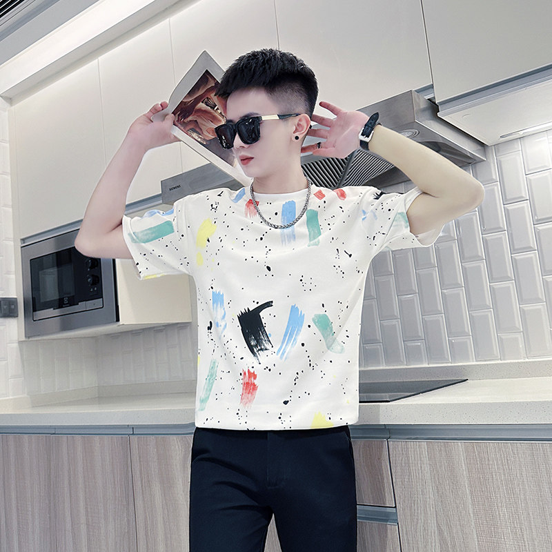 S号XS小码短袖T恤潮流涂鸦半截袖矮个子打底衫个性体恤小号上衣服