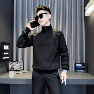 矮个子秋冬加厚高领针织衫冬季潮流半拉链毛衣男S号XS155小码外套