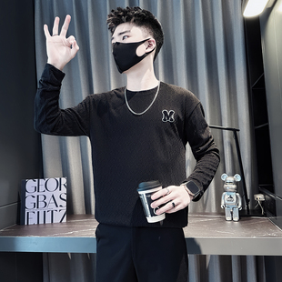 XS号小码男装秋季卫衣男长袖T恤修身短款打底衫小号155码上衣潮牌