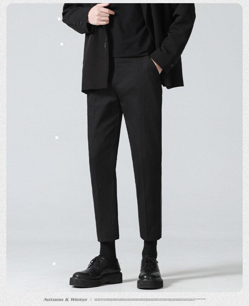 155矮个子26 27码休闲裤子男修身黑色西裤帅气百搭小脚裤小码九分