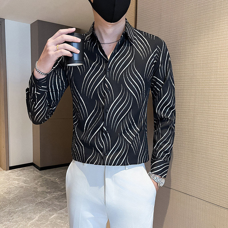 春季小码男XS/155修身条纹衬衫