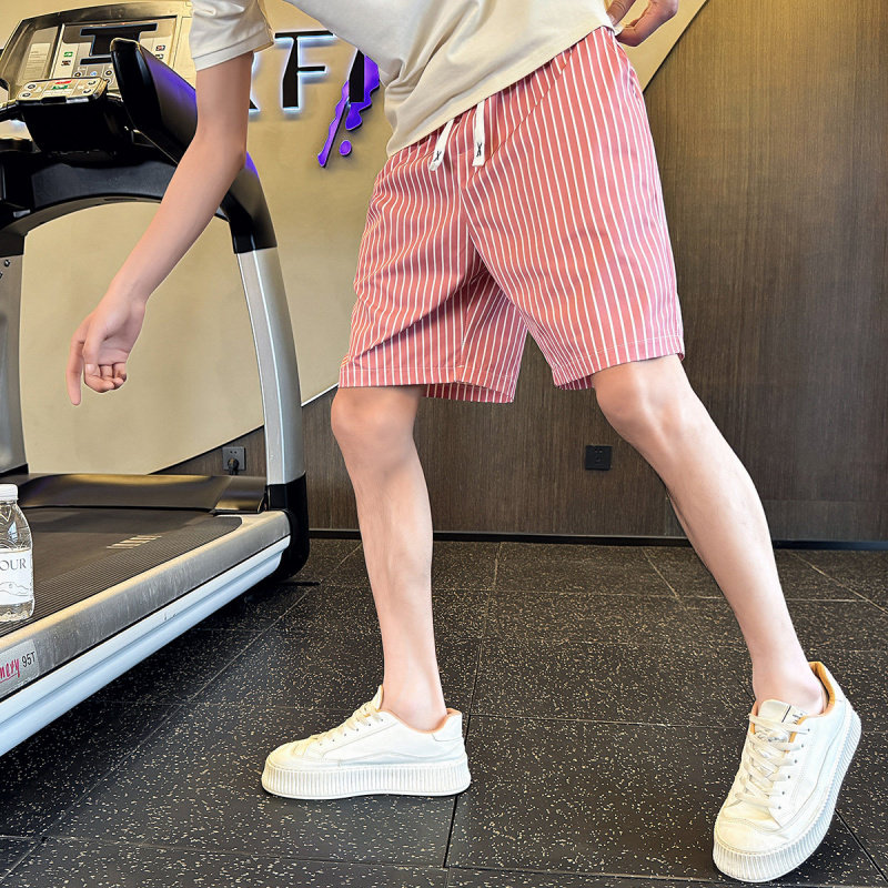 夏季男士小个子修身条纹五分裤