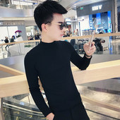 加小号男装 S号XS码 潮流修身 秋冬纯色小码 半高领毛衣针织衫 打底155