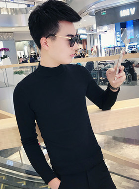 秋冬纯色小码加小号男装S号XS码潮流修身半高领毛衣针织衫打底155