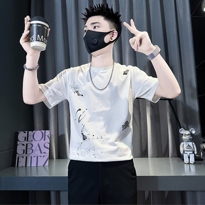 夏季潮流刺绣小个子短袖T恤男