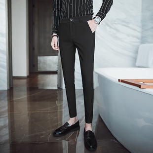 秋季偏小号男士XS26紧身九分小脚休闲裤小个子韩版修身显瘦西装裤
