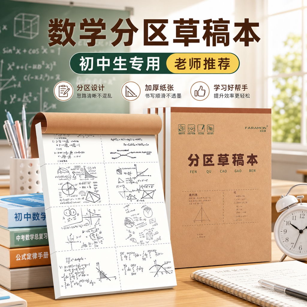 A4初中数学物理可撕加厚草稿本图片