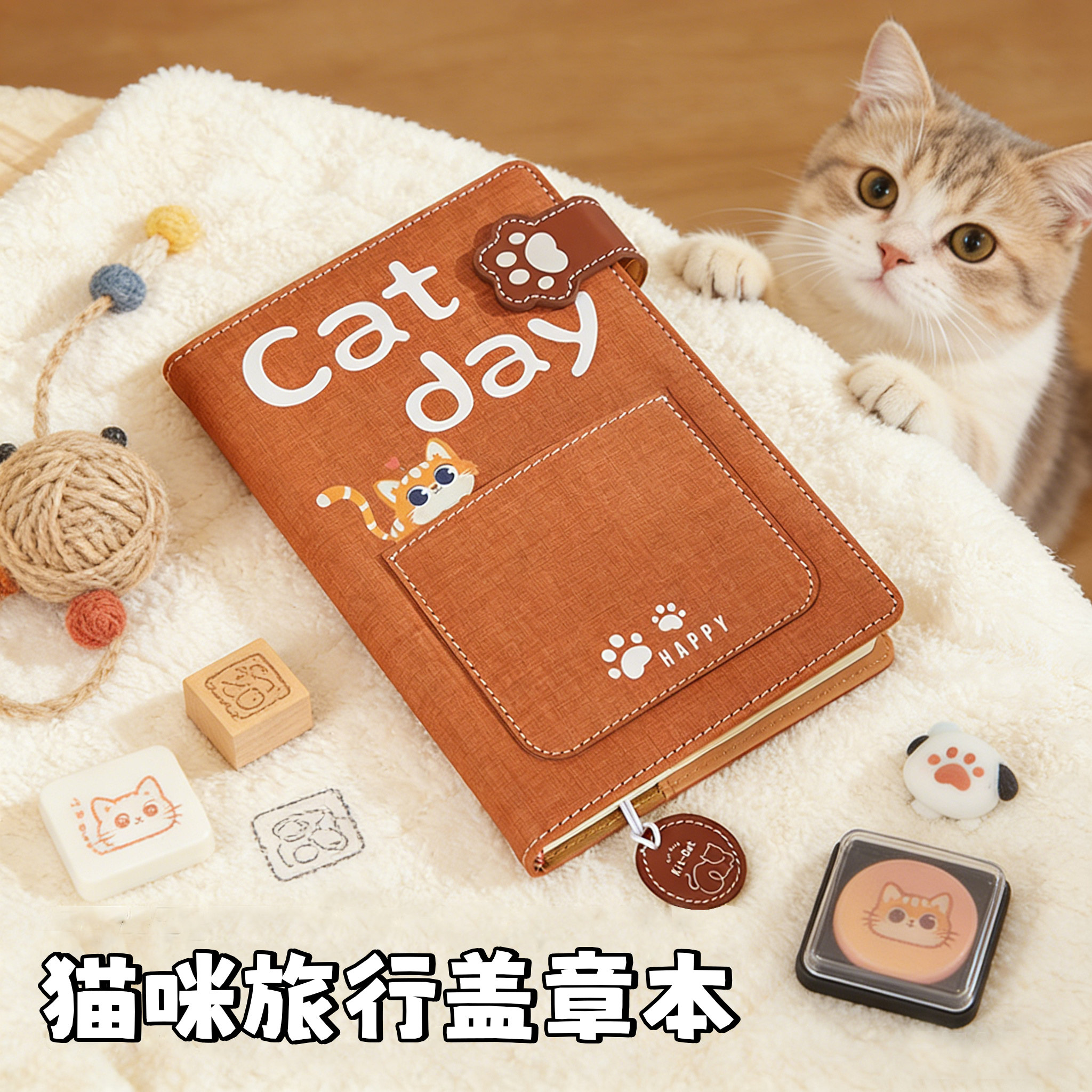 2026新款猫咪便携旅行集章册图片