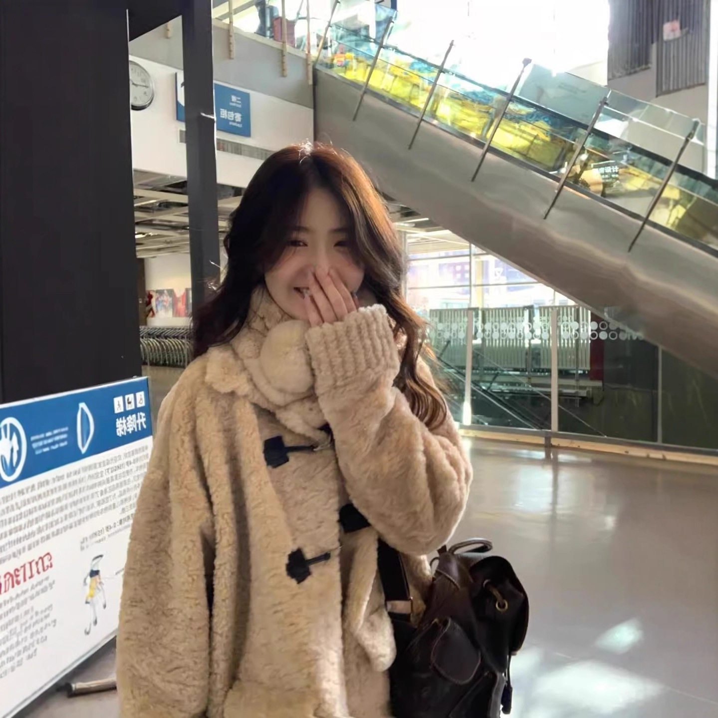 韩系翻领甜美温柔奶fufu羊羔毛外套女皮毛一体毛绒绒大衣秋冬加厚