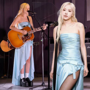 现货朴彩英同款 晚礼服 礼服蓝色抹胸气质成人礼生日年会主持人修身