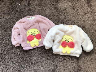 兔貂仿皮草可爱玻尿酸鸭冬季女儿小童装毛毛绒球加厚保暖卫衣外套