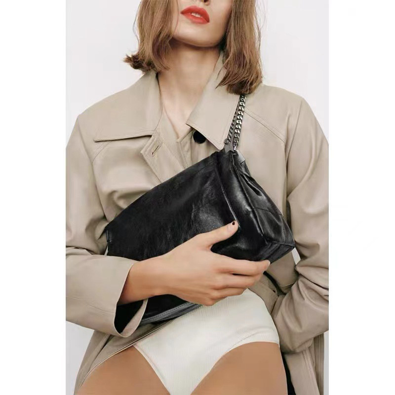 Z家新款欧美时尚链条流浪包黑色百搭休闲通勤大容量腋下单肩女包