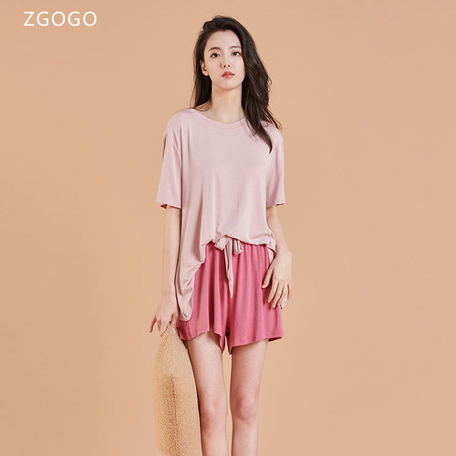 夏季莫代尔睡衣女薄款圆领简约