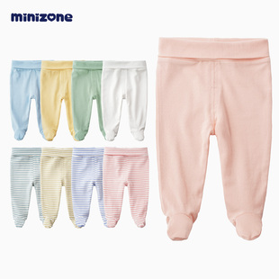 0-6月新生儿连袜睡裤男女宝宝高腰纯棉a类婴儿包脚裤打底四季通用