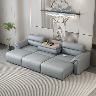 意式极简全青皮半青皮头层牛皮真皮沙发电动伸缩功能沙发床零靠墙