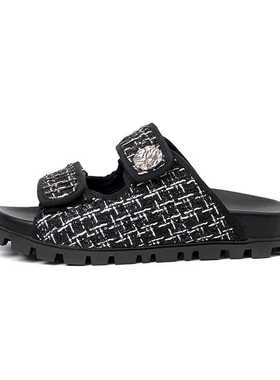 不退不换介意勿拍 STOOSHE针织鞋面羊皮小香风平底百搭一字拖女鞋