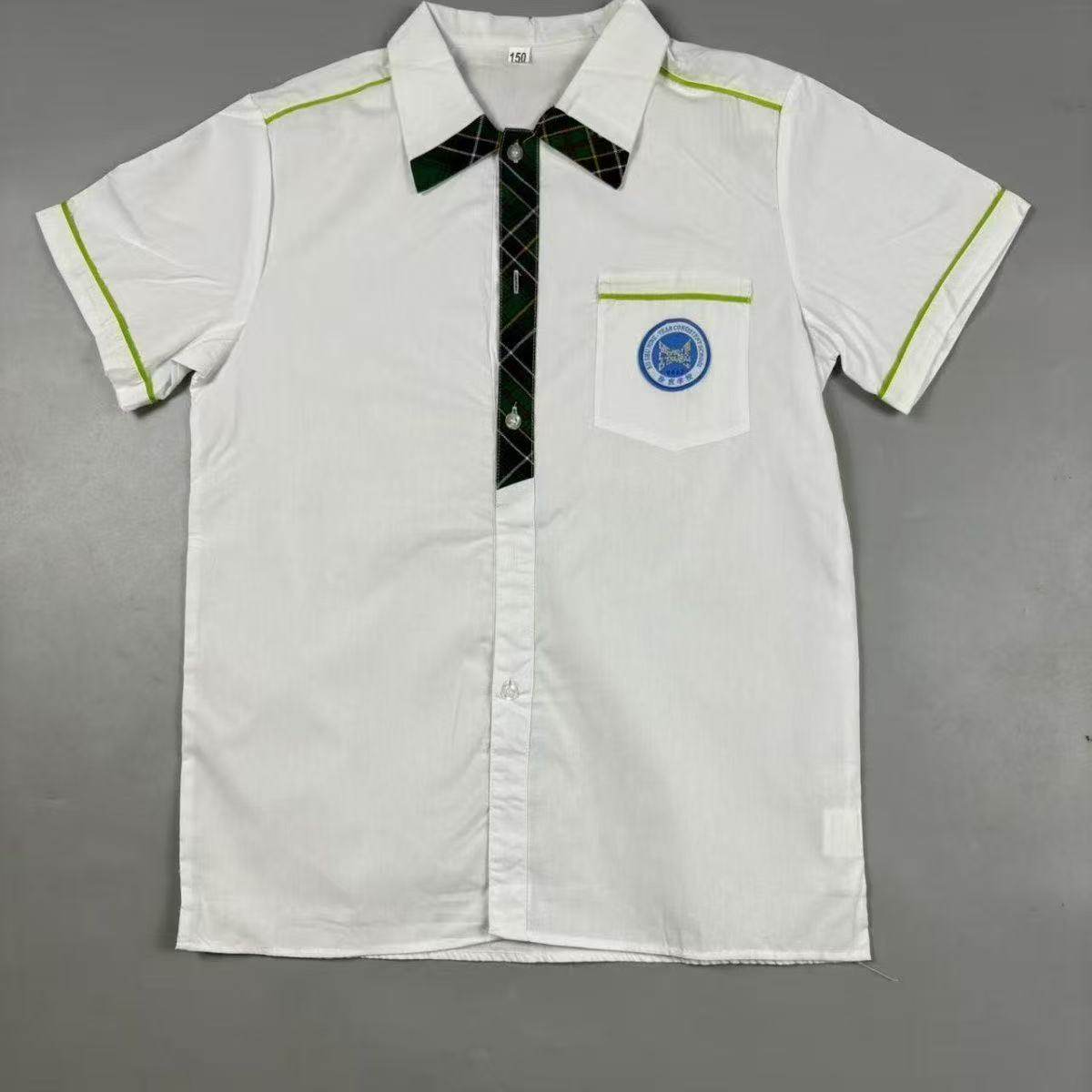 中小学生白色衬衫校服毕业衬衣夏季制服短袖班服学院风
