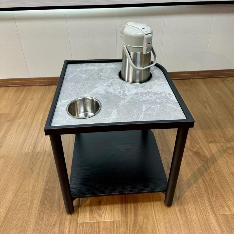 麻将机茶几茶水架岩板扇形棋牌室打牌专用桌边小茶几置物架茶水桌图片