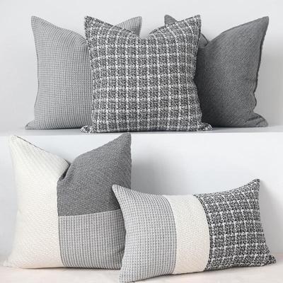 轻奢高级感抱枕套客厅沙发灰色抱枕深灰色靠枕格子靠垫米白抱枕