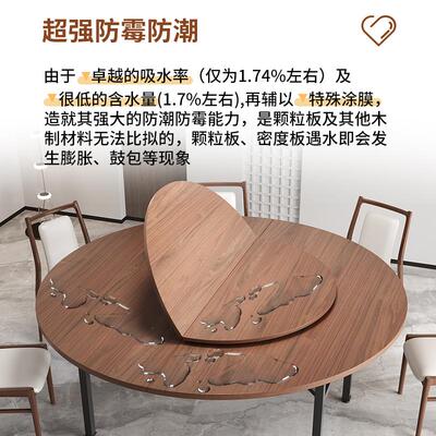 折叠桌面新型简易实木餐桌吃饭桌子加转盘12人家用临时圆桌面板10