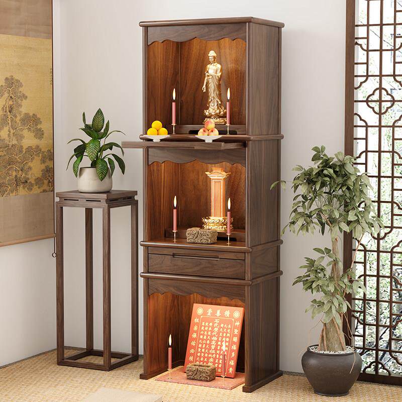 新中式家用实木三层 龛供桌神台观音 台祖先贡台地主爷神柜神龛