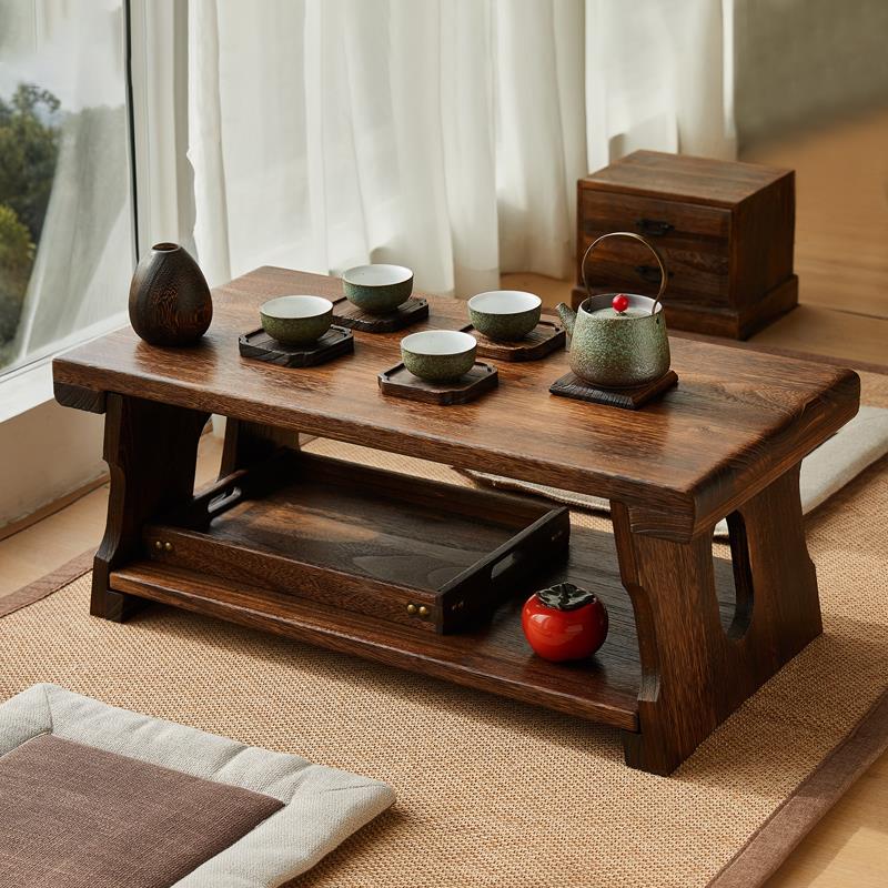 实木飘窗桌折叠小茶几榻榻米桌茶台中式桌子家用阳台日式矮桌炕桌