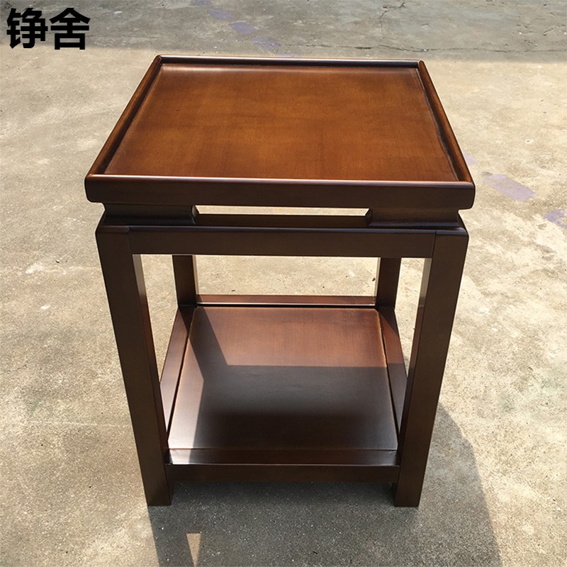 新中式实木方几棋牌室麻雀房麻将机桌边茶几茶水柜角几置物茶杯架