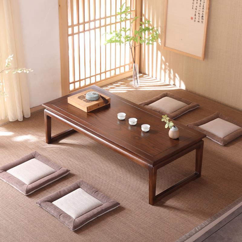 榻榻米茶几实木炕桌新中式飘窗桌榆木茶桌简约小桌子日式矮桌