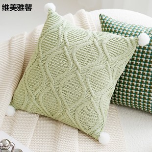 绿色抱枕套小清新沙发客厅ins风轻奢床头靠枕午睡简约靠背垫
