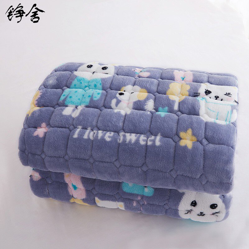 法兰绒新款铮舍火鸟保暖珊瑚绒铺床毯子垫床双层加厚防滑毛毯床垫